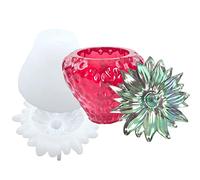 Dirfuny Moule en Silicone en résine époxy avec Couvercle, Fraise en résine - fleu - pour boîte à Bijoux