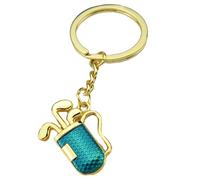 Dirfuny Porte-clés club de golf - Porte-clés tube de golf | Porte-clés club de golf en alliage de zinc 2D décorations de sac à dos, pour père grand-père, Bleu doré., taille