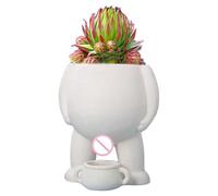 Dirfuny Pot de fleurs amusant en céramique avec trous de drainage pour grasses, fleurs, d'intérieur et d'extérieur