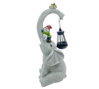 Dirfuny Statue d'éléphant avec lanterne solaire | Éléphant de jardin solaire amusant avec lanterne solaire, décoration d'éléphant solaire amusante pour extérieur, terrasse, cour, pelouse