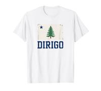 DIRIGO Drapeau de l'État du Maine Pin Vieilli Graphique Vintage T-Shirt
