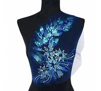 DIRKES Bleu Noir Or Paillettes Plume Queue Fleurs Appliques Dentelle Garnitures Maille Coudre sur Patch Broderie pour Robe de mariée décoration Bricolage