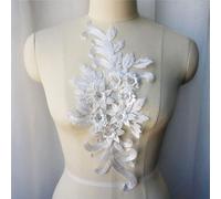 DIRKES Or Argent Bleu Rouge Dentelle Tissu Sequin 3D Fleurs Strass Robe de mariée Appliques Broderie Coudre Patch pour Robe Bricolage décor