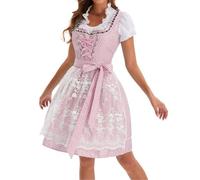 Dirndl 3 pièces pour Femme Bavarois Vêtements Midi Oktoberfest Chemisier, Tablier Robe Traditionelle Fête de la bière Tenue Carnaval