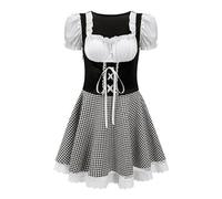 Dirndl 3 pièces pour Femme Oktoberfest Costume de Fille Festival bière d'uniforme Robe jusqu'aux Genoux Tablier Femmes