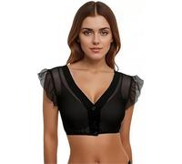 Dirndl Blouse Women’s Wing Sleeve Chiffon Dirndl Blouse - V-Neck Sexy Traditional Costume Blouses for Oktoberfest (Black-B,Grand)