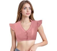 Dirndl Blouse Women’s Wing Sleeve Chiffon Dirndl Blouse - V-Neck Sexy Traditional Costume Blouses for Oktoberfest (Pink,M)