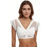 Dirndl Blouse Women’s Wing Sleeve Chiffon Dirndl Blouse - V-Neck Sexy Traditional Costume Blouses for Oktoberfest (White-B,S)