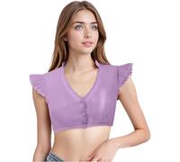 Dirndl Blouse Women’s Wing Sleeve Chiffon Dirndl Blouse - V-Neck Sexy Traditional Costume Blouses for Oktoberfest (Purple,S)