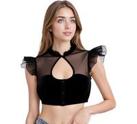 Dirndl Blouse Women’s Wing Sleeve Chiffon Dirndl Blouse - V-Neck Sexy Traditional Costume Blouses for Oktoberfest (Black-A,M)