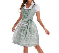 Dirndl Femme 4 Pièces Robe Bavaroise Traditionnelle avec Tablier et Chemisier Dentelle pour Oktoberfest, Carnaval & Fête de la Bière Allemand Mariage Thème Vêtements Déguisement Adulte