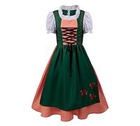 Dirndl Femme Costume Bavarois: Robe Mi-Longue Tenue Traditionnelle pour Oktoberfest, Carnaval, Allemand Mariage Thème Vêtements Déguisement Adulte Halloween Fête de la Bière