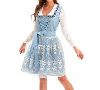 Dirndl Femme Grande Taille Robe Bavaroise Longue Deguisement Allemand avec Tablier Traditionnel de Servante pour Fête Printemps Été Costumes Bière