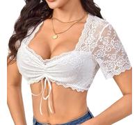 Dirndl Femme Oktoberfest Fete de La Biere Liquette Gothique Longue Fete Country Rondes Manche Chemise Blouses Mode Tee Shirt Manche Longue Femme Sport Blanc L