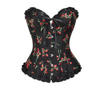 Dirndl Jupon Nouveaux vêtements gainants pour femmes, poutres en imprimé cerise noire, veste os, robe de mariée, formation de sol, bouquet, sous-vêtements gainants avec jambes, Noir , L