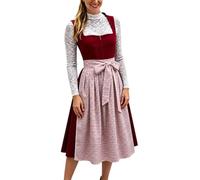 Dirndl Longue pour Femme Robe Traditionnelle Classique éLéGante avec Tablier Dirndl 2 PièCes Costume Moderne Robe Traditionnelle RaffinéE avec BoutonnièRe pour Tenue De FêTe De La BièRe LéGèRe
