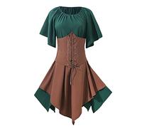 Dirndl Oktoberfest Costume Corsage et laçage Robes Chemisier Dirndls demoiselle Tablier deux pièces Set Bavarois Fete Deguisement Vêtements de Fille Octobre L'Oktoberfes Carnaval Party