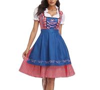 Dirndl pour femme - Robe longue traditionnelle classique pour femme - Avec tablier en dentelle - 2 pièces - Élégante robe traditionnelle bavaroise - Robe traditionnelle raffinée pour la fête de la