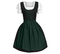 Dirndl pour femme - Robe traditionnelle bavaroise noire avec tablier Dirndl 2 pièces - Robe traditionnelle moderne - Costume bavarois raffiné pour fête de la bière, #01-vert foncé, S