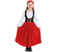 Dirndl pour Filles Oktoberfest Bavaroise Robe Midi Traditionnelle pour Fille Midi Costumes Jeu Scène Festival à Bière Européenne Cosplay Ferme Rurale Ensemble en dentelle ornements pour Wiesn