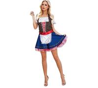 Dirndl Robe de fête de la bière pour femme avec dos nu décor histoire médiévale, bleu, S