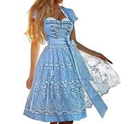 Dirndl - Robe midi 3 pièces pour femme - Grandes tailles - Bleu - Avec tabliers Dirndl en dentelle - Chemisier traditionnel - Robe traditionnelle - Fête de la bière, bleu, 5XL