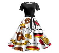 Dirndl Robe Midi pour Femme Costume Biere Bavarois À Carreaux Chemisier Dirndl Femme Servante Longue Grande Taille Ladies Two Piece Outfits Robe Blanche Medievale