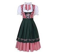 Dirndl Robe Midi pour Femme - ÉLégante Robe Folklorique Festival Dirndl pour Femme Robe Chemisier Dirndl Trachten Déguisement Bavaroise Femme Costume Tyrolien Femme Oktoberfest Fancy Dresses