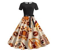 Dirndl Robe Midi pour Femme - Femme Robe Traditionelle Dirndl Ensemble 3 pièces Grandes Tailles Tenue Bavaroise Femme Festival Costume Tyrolien Femme 2024 Costume Bavaroise Femme