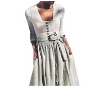 Dirndl - Robe midi pour femme - Robe traditionnelle Oktoberfest - Chemisier Dirndl - Ensemble complet avec chemisiers et tablier - Dentelle en grandes tailles - Chemisiers traditionnels - Tablier