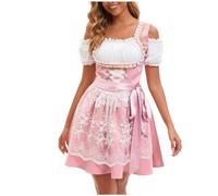 Dirndl - Robe traditionnelle moderne pour femme - Rouge - Avec tablier Dirndl - 2 pièces - Élégante robe traditionnelle bavaroise - Robe traditionnelle bavaroise - Robe traditionnelle bavaroise - Robe