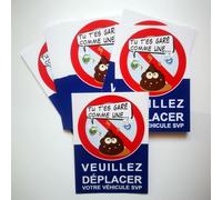 DIRODISTRIB Autocollant stationnement Interdit ou gênant. 10,5 x 14,8 cm. Vendus par Lot de 100. Difficiles à décoller. pour véhicules Mal garés