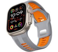 Dirrelo Compatible avec Bracelet Apple Watch Ultra 3 2 1 49mm 44mm 46mm 45mm 42mm, Bracelet en Silicone Souple 26mm Wide Sport pour iWatch Ultra 3 2 1 Series 11 10 9 8 7 6 5 4 3 2 1 SE3 2,Gris/Orange