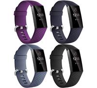Dirrelo Compatible avec Fitbit Charge 3/Fitbit Charge 4 Bracelet pour Femmes Hommes, 4 Pack Étanche Remplacement de Silicone Réglable Bracelets de Sport pour Fitbit Charge 3/4/SE Fitness Tracker, S/L