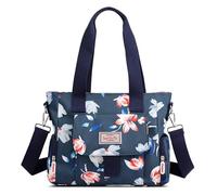 DIRRONA Coloré Sac à Bandoulière en Nylon Impression de Mode Sac à Main Léger Voyager Sac Bandoulière Imperméable Multi Poches Nylon Sac pour Femmes du Quotidien Décontracté Sac Bleu G