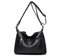 DIRRONA Élégant Femme Sacs à Bandoulière Femme Décontractée Sac de Messager Imperméable Cuir PU Sac Femme Adapté Voyage Travail du Quotidien Noir