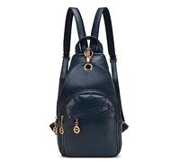 DIRRONA Femme Sac à Dos Petit Sac de Poitrine Antivol Sacs À Bandoulière Sac de Poitrine Femme Multifonction Décontractée PU Cuir Sac à Dos Souple Etanche Extérieur Voyage Sac à Bandoulière Bleu