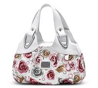 DIRRONA Femme Sac à Main D'épaule Compact Étanche PU Cuir Décontracté à Fleurs de Plage Rose A