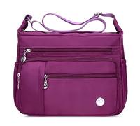 DIRRONA Femmes Sac Messager à Bandoulière Mode Plusieurs Poches Sac Messenger Sac de Imperméable Nylon Voyage Décontracté Sport École Quotidien Sac Bandoulière Sac à Main 2 Tailles Violet A