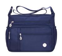 DIRRONA Femmes Sac Messager à Bandoulière Mode Plusieurs Poches Sac Messenger Sac de Imperméable Nylon Voyage Décontracté Sport École Quotidien Sac Bandoulière Sac à Main 2 Tailles Bleu B