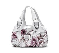 DIRRONA Mode Femme Sac à Main D'épaule Cabas Poids Léger Grande Capacité Étanche PU Cuir Décontractée Bandoulière à Fleurs Rose C