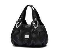 DIRRONA Mode Femme Sac à Main Sac D'épaule Sac Cabas Poids Léger Femmes Grande Capacité Sac à Main Étanche PU Cuir Décontractée Bandoulière Cabas Sac à Fleurs Noir B
