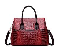 DIRRONA Mode Femmes Sac à Main Voyage Sac Messenger Grande Sacs à Bandoulière Imperméable PU Cuir Femme du Quotidien Décontracté Sac Bandoulière Motif Crocodile Rouge