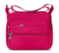 DIRRONA Mode Femmes Sac Messager à Bandoulière Plusieurs Poches Sac Messenger Sac de Imperméable Nylon Voyage Décontracté Sport École Quotidien Sac Bandoulière Sac à Main 2 Tailles Rouge A