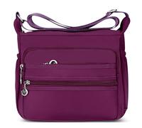 DIRRONA Mode Femmes Sac Messager à Bandoulière Plusieurs Poches Sac Messenger Sac de Imperméable Nylon Voyage Décontracté Sport École Quotidien Sac Bandoulière Sac à Main 2 Tailles Violet B