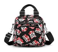 DIRRONA Mode Sac à Main Femme Sac à Bandoulière pour Femme Petit Sac à Dos Impression Sacs à Bandoulière Multi Poches Nylon Imperméable Voyage Décontracté Sac Messager à Bandoulière