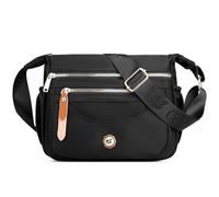 DIRRONA Mode Simple Sac à Bandoulière Femme Décontracté Sac Bandoulière Multi-Poches Nylon Sac De Messager Léger Achats Travail Fête Crossbody Bag Voyage Moyen Sac Porté Epaule Noir