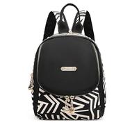 DIRRONA Sac À Dos Femme - Mini Sac À Dos Léger Et Imperméable, Sac De Poitrine Femme Convertible en Sac À Bandoulière, Multipoches pour Voyage Et Quotidien Noir Blanc Géométrique