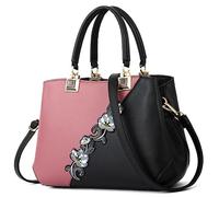 DIRRONA Sac à Main Femme Chic - Sac Bandoulière Multicolore à Broderie Florale avec Design Bicolore Imperméable - Idéal pour Le Travail Le Voyage la Soirée Le Mariage Rose