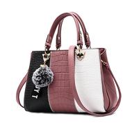 DIRRONA Sac a Main Femme - Sac Cabas en Cuir PU avec Design Multicolore et Pendentif Élégant, porté épaule ou bandoulière - Idéal pour Le Travail, Les Voyages et Les Sorties Quotidiennes